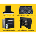 3+1 Burner Built-in Gas Cooker, 60Cm Cooker Hood, 25 Liters Built-In Microwave & Built-in Electric Oven Kitchen Combo
