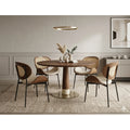 Modern 4-Seater Round Dining Table Set with Cushioned Chairs & Cane Backrest