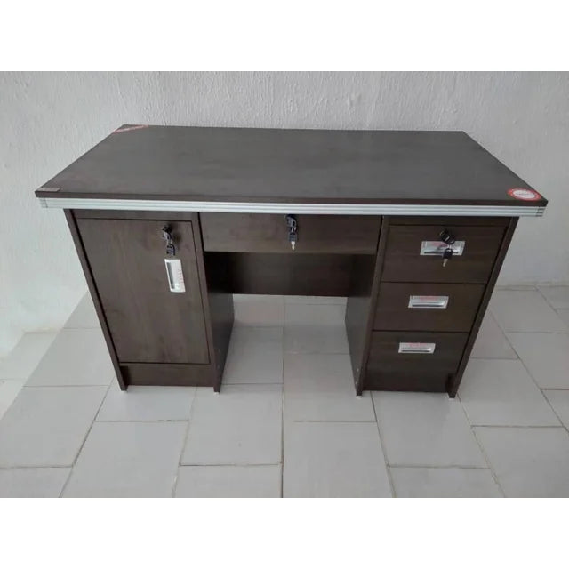 Office Table With 3 Side Drawers And Cupboard | 1.2 Meters